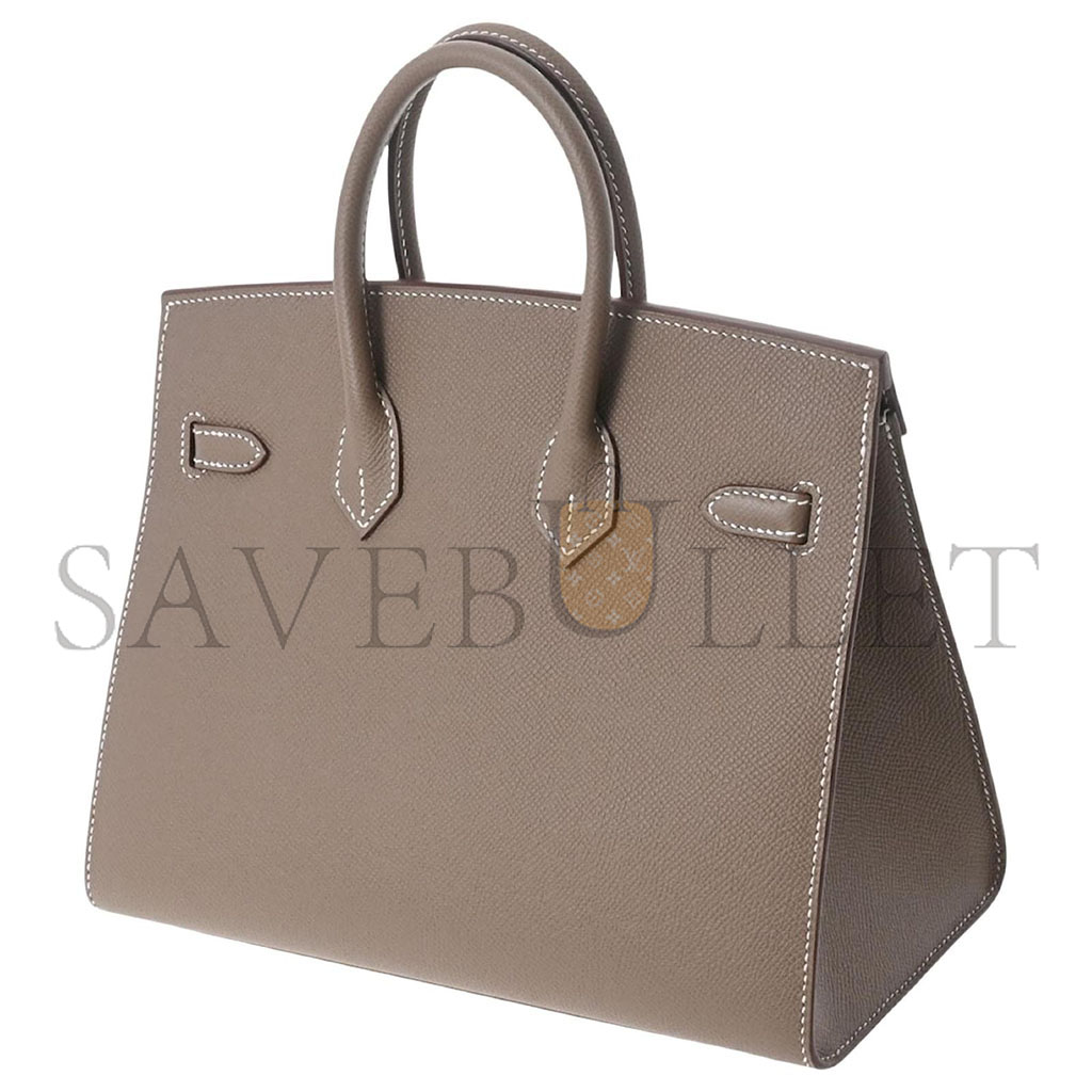 HERMES BIRKIN 25 EPSOM LEATHER ELEPHANT GRAY SILVER BUCKLE LUXURY BAG 1024192050 (25*20*13cm)